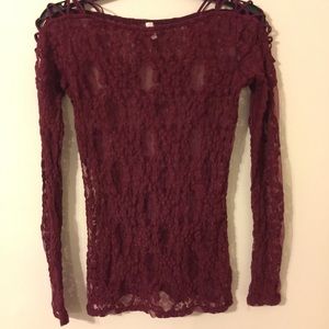 Free People See Through Long Sleeve Top